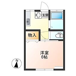 石井ハイツB棟 1Kの間取図画像