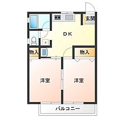 コーポ昴2 2DKの間取図画像