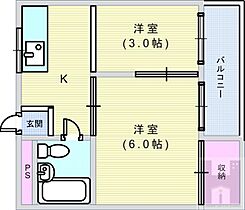 大阪府大阪市住吉区南住吉2丁目（賃貸マンション2K・2階・21.00㎡） その2