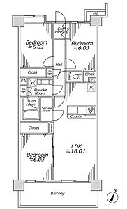 間取り：アゼリア・シティ上尾　壱番館、3LDK、専有面積73.20m2、バルコニー面積9.74m2