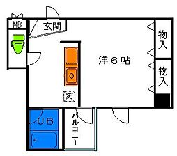 シャルマンS 1Kの間取図画像