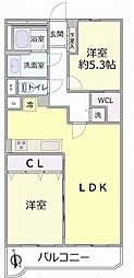 ブールバール南森町 2LDKの間取図画像