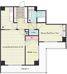 みなとみらい線 みなとみらい駅 徒歩6分の賃貸マンション 21階2LDKの間取り