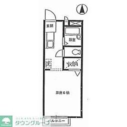 横浜市営地下鉄ブルーライン 三ツ沢下町駅 徒歩10分の賃貸アパート 1階1Kの間取り
