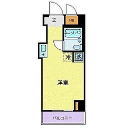 東急東横線 新丸子駅 徒歩1分の賃貸マンション 3階ワンルームの間取り