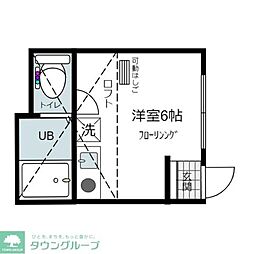 ラフィーネ新子安 2階ワンルームの間取り