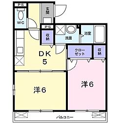 エクサージュ 1階1LDKの間取り