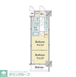 ドゥーエ新横浜 2Kの間取図画像