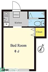 モンシェール白楽 1Kの間取図画像