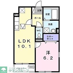 ウエストサイド 1LDKの間取図画像