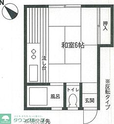 コーポ羽沢 1Kの間取図画像