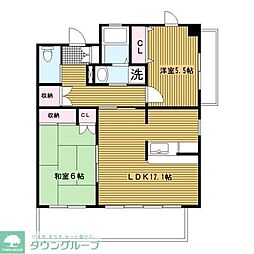 リヴァージュユイット神奈川 2LDKの間取図画像