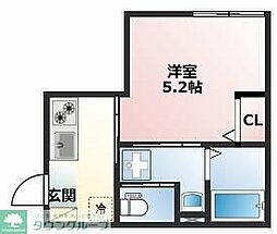 リアル綱島パークテラスB棟 1Kの間取図画像