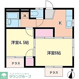 サン亀甲山B 2Kの間取図画像