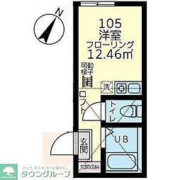 ユナイト新子安ルクセンブルク ワンルームの間取図画像