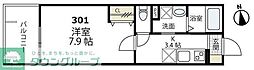 リブシア西谷 1Kの間取図画像