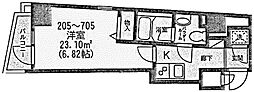 レジェンド横浜 1Kの間取図画像