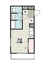 カンパニュール仲通 ワンルームの間取図画像