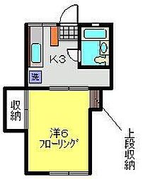 メリーハイツ 2階1Kの間取り