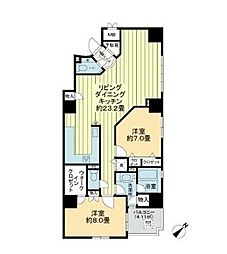 グランドステージ海岸通り 3階2LDKの間取り
