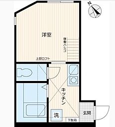 アーヴェル三ツ沢下町 2階ワンルームの間取り
