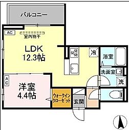 D'Bless横濱岸根公園I 1LDKの間取図画像