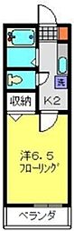 オメガパレス 1Kの間取図画像