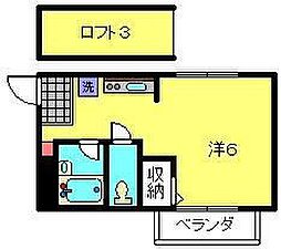クレドアネックス白楽 ワンルームの間取図画像
