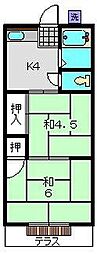 山田荘 1DKの間取図画像
