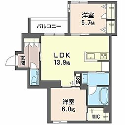 グランファミールマトバ 2LDKの間取図画像