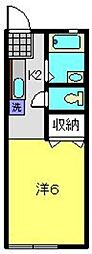 第2神橋ハイツ 1Kの間取図画像
