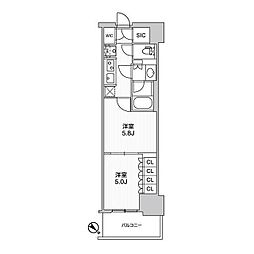 WORVE横浜伊勢佐木町 2Kの間取図画像