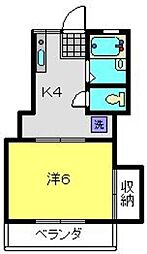LeBlanc神大寺 1DKの間取図画像