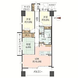 サーパスシティ豊中 3LDKの間取図画像