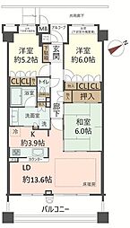 ジオ雲雀丘アクティオ 3LDKの間取図画像