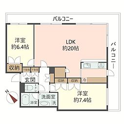 D'グラフォート神戸三宮タワー 2LDKの間取図画像
