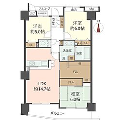モンセーヌ住吉川公園1番館 3SLDKの間取図画像