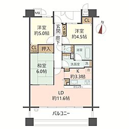 キングスクエア北大阪パークフェリス1番館 3LDKの間取図画像