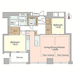 シティタワー西梅田 2LDKの間取図画像