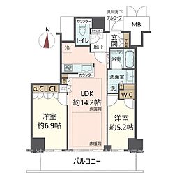 ジオタワー天六 2LDKの間取図画像