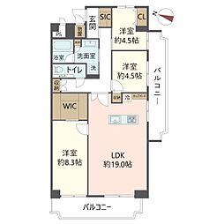 ローレルハイツ大淀1号棟 3LDKの間取図画像