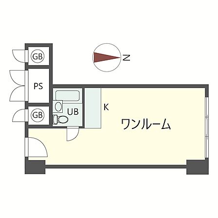 専有面積約22.40m2の1R♪