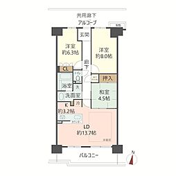ジェイグラン・エル茨木 3LDKの間取図画像