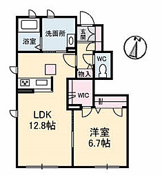 シャーメゾン橘　Ａ棟 1階1LDKの間取り