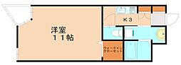 JR鹿児島本線 九州工大前駅 徒歩2分の賃貸マンション 3階1Kの間取り