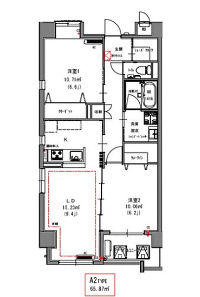 Noble Life吹上 304｜愛知県名古屋市千種区千種３丁目(賃貸マンション2LDK・3階・65.87㎡)の写真 その2