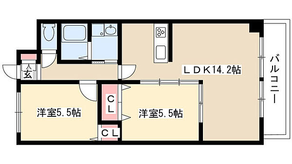 Laulea神丘 203｜愛知県名古屋市名東区神丘町１丁目(賃貸マンション2LDK・2階・58.32㎡)の写真 その2