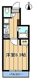 フォレスト高針 1Kの間取図画像