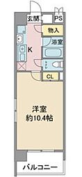 レージュAsano 1Kの間取図画像