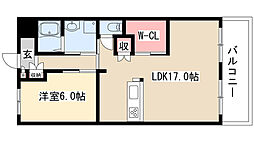 矢野マンション 1LDKの間取図画像